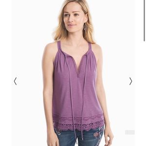 White House Black Market Purple Baja Tie Neck Tank Top Size Small